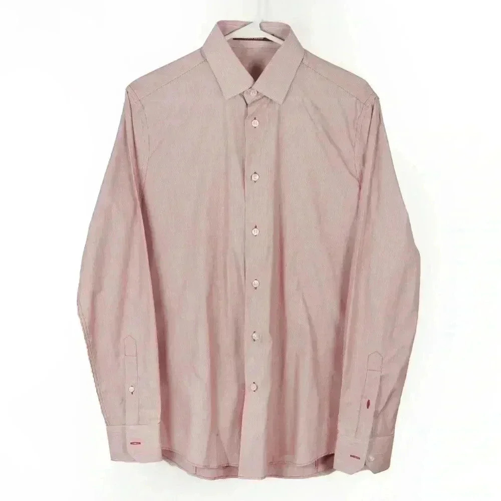 Roberto Cavalli Red White Stripe Dress Button Down Long Sleeve Shirt Top